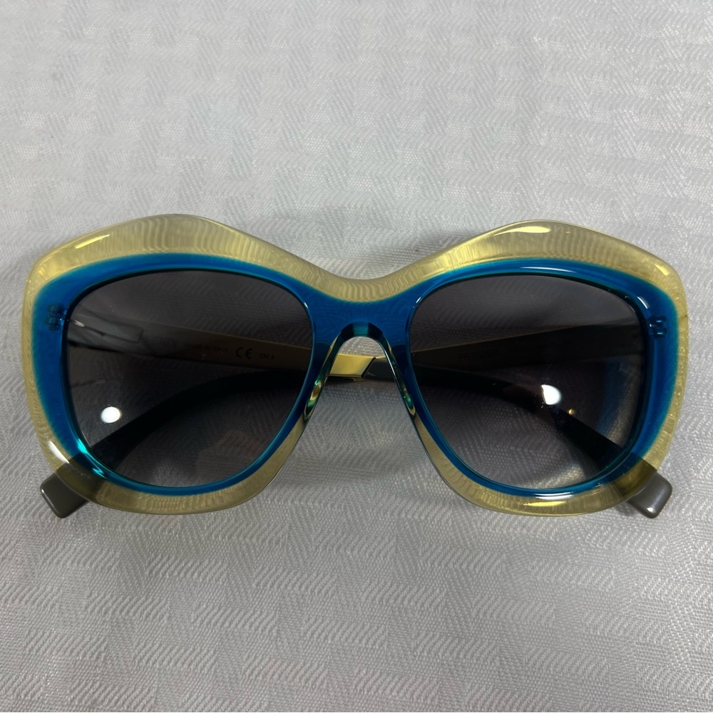 5012: Fendi FF0029/S Blue Gold Oversized Sunglasses Italy - Picture 2 of 8